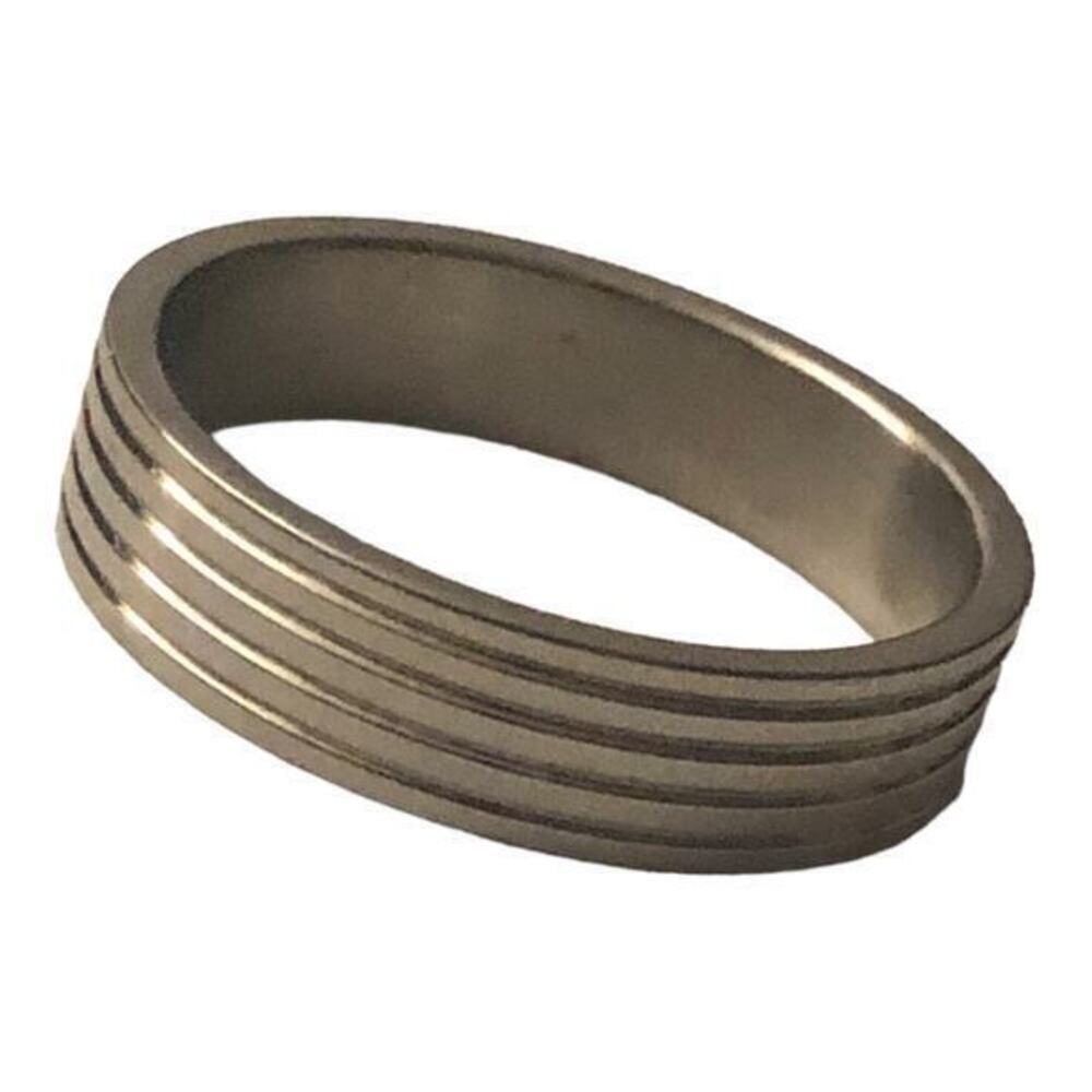 316l Stainless steel silver band ring with groves size 13